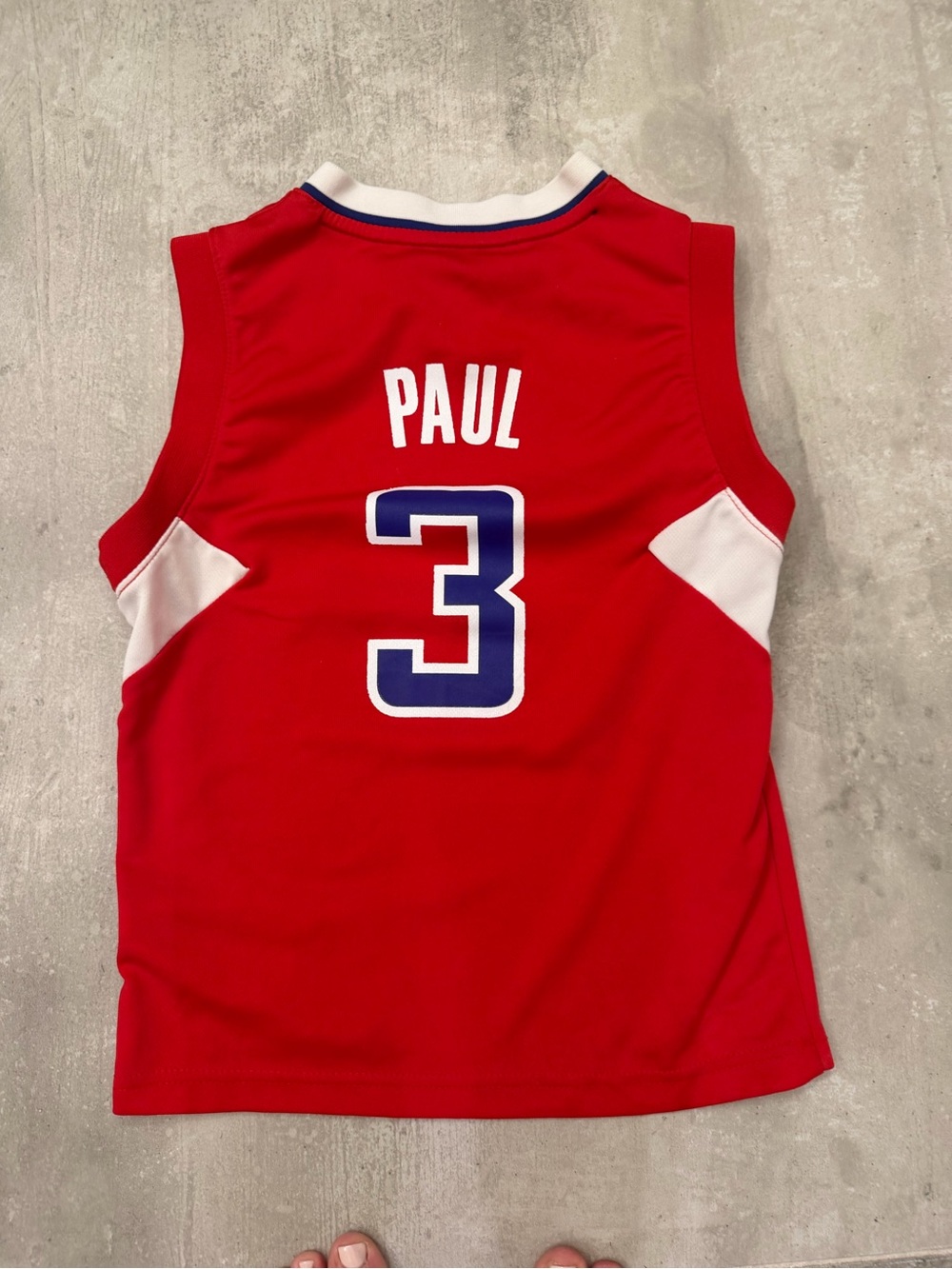 adidas Red Kids Basketball Jersey Paul #3 with Blue & White Trim